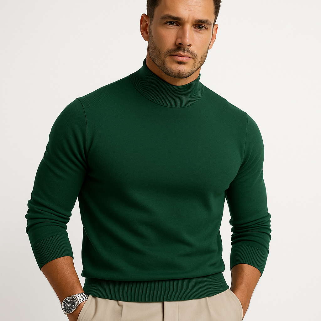 Leonardo Men’s Turtleneck Sweater – Slim Fit Knit Jumper in Soft Breathable Fabric