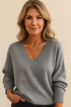 Zeyann Women’s Cashmere Jumper – Soft V-Neck Knit Sweater for Autumn & Winter