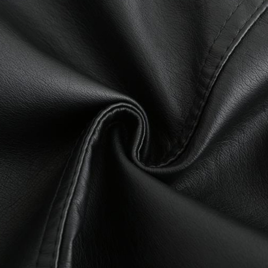 Janiyah Women’s Leather Jacket – Elegant Zip-Up Coat with Chic High Collar