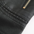 Janiyah Women’s Leather Jacket – Elegant Zip-Up Coat with Chic High Collar