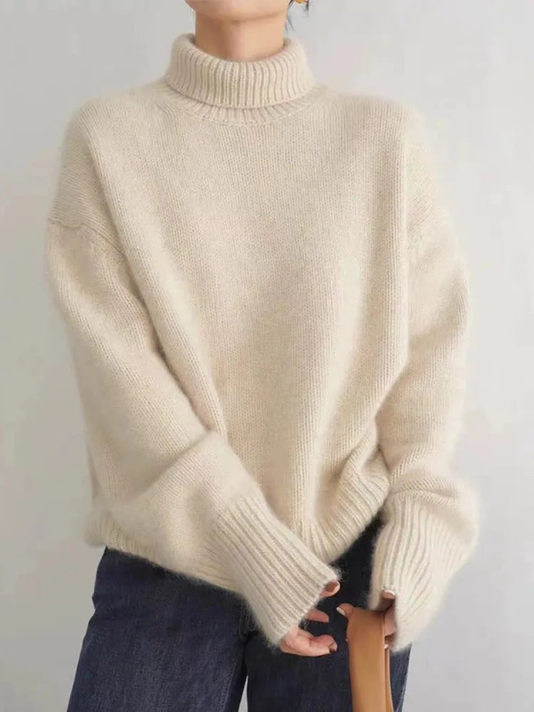 Lynn Women’s Wool Turtleneck Sweater – Soft Warm Knit Jumper for Elegant Winter Style