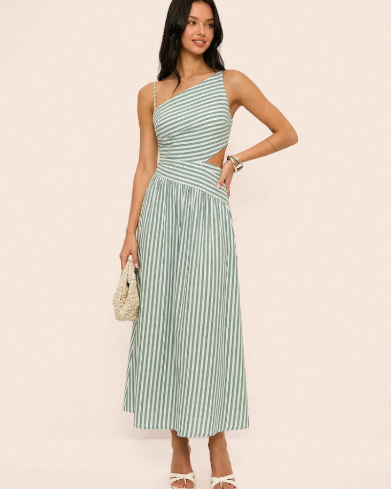 Lucia Women’s Maxi Dress – Sleeveless Asymmetrical Neck Dress with Hidden Zipper