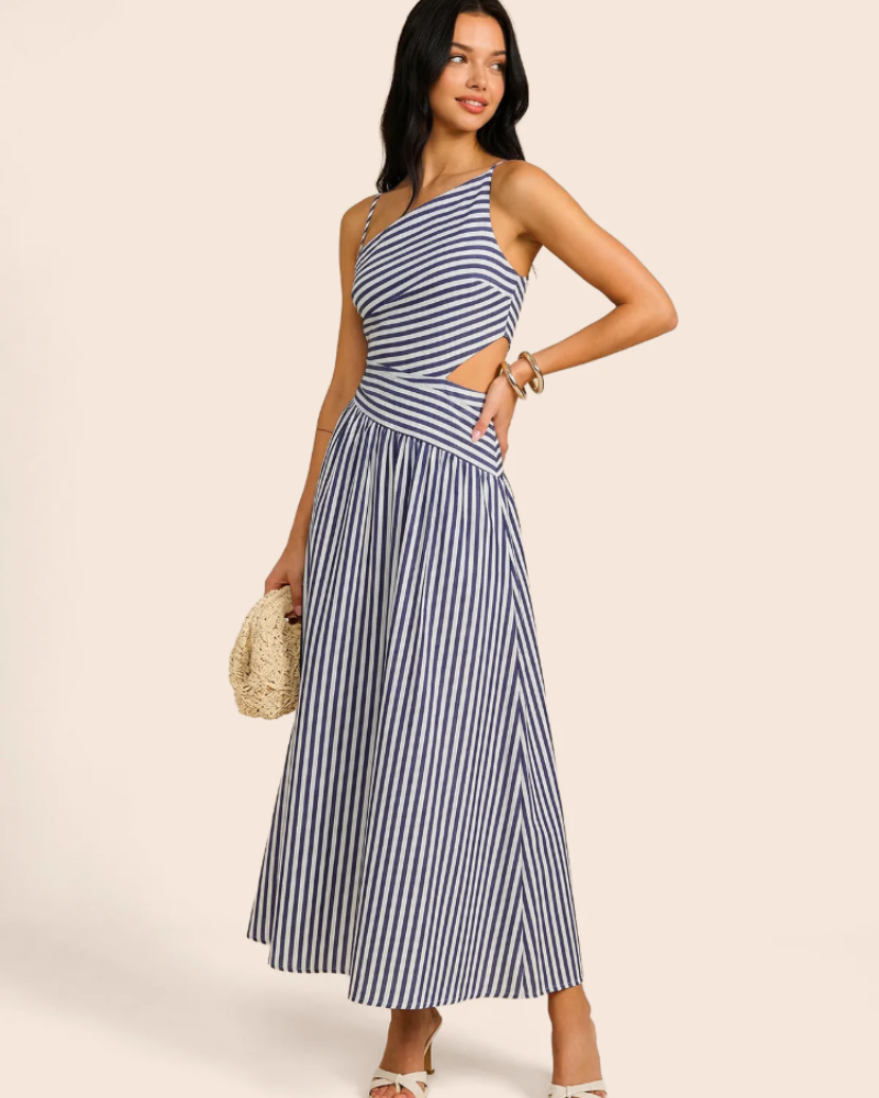 Lucia Women’s Maxi Dress – Sleeveless Asymmetrical Neck Dress with Hidden Zipper