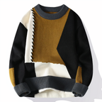 Dave Men’s Patchwork Sweater – Warm Casual Knit Jumper for Autumn & Winter Style