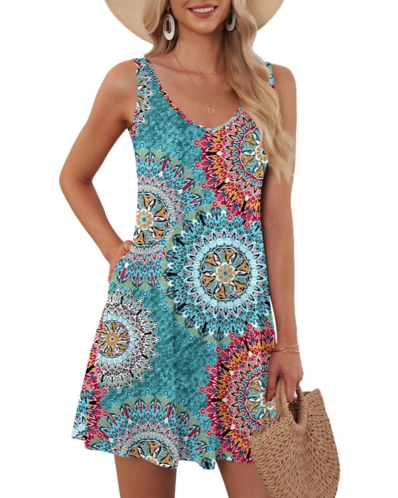 Grace Women’s V-Neck Tank Dress – A-Line Sleeveless Summer Dress with Pockets