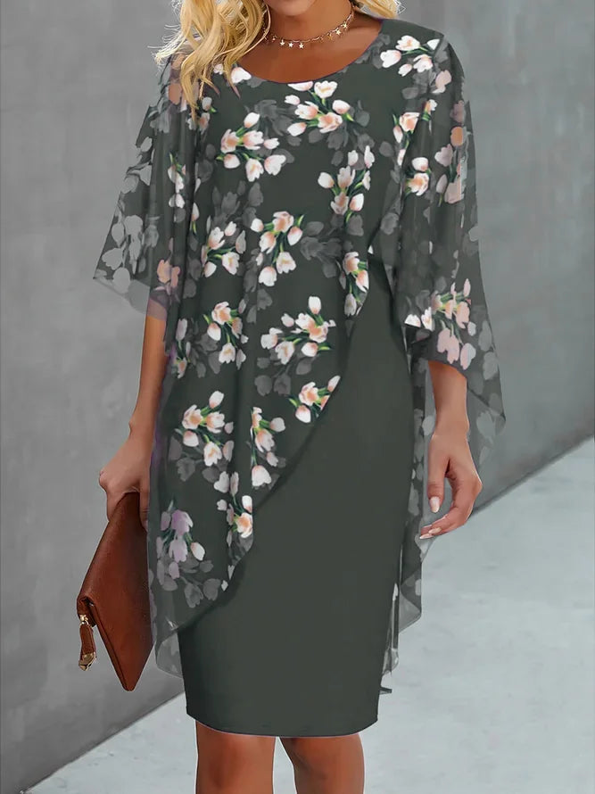 Lysiane Women’s Floral Chiffon Dress – Elegant Flowy Dress with Lightweight Comfort