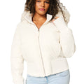 Elena Women’s Winter Coat – Warm Cropped Jacket with Faux Fur Hood & Insulated Lining
