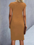 Mylene Women’s Midi Dress – Elegant Round Neck Dress with Flattering Modern Fit