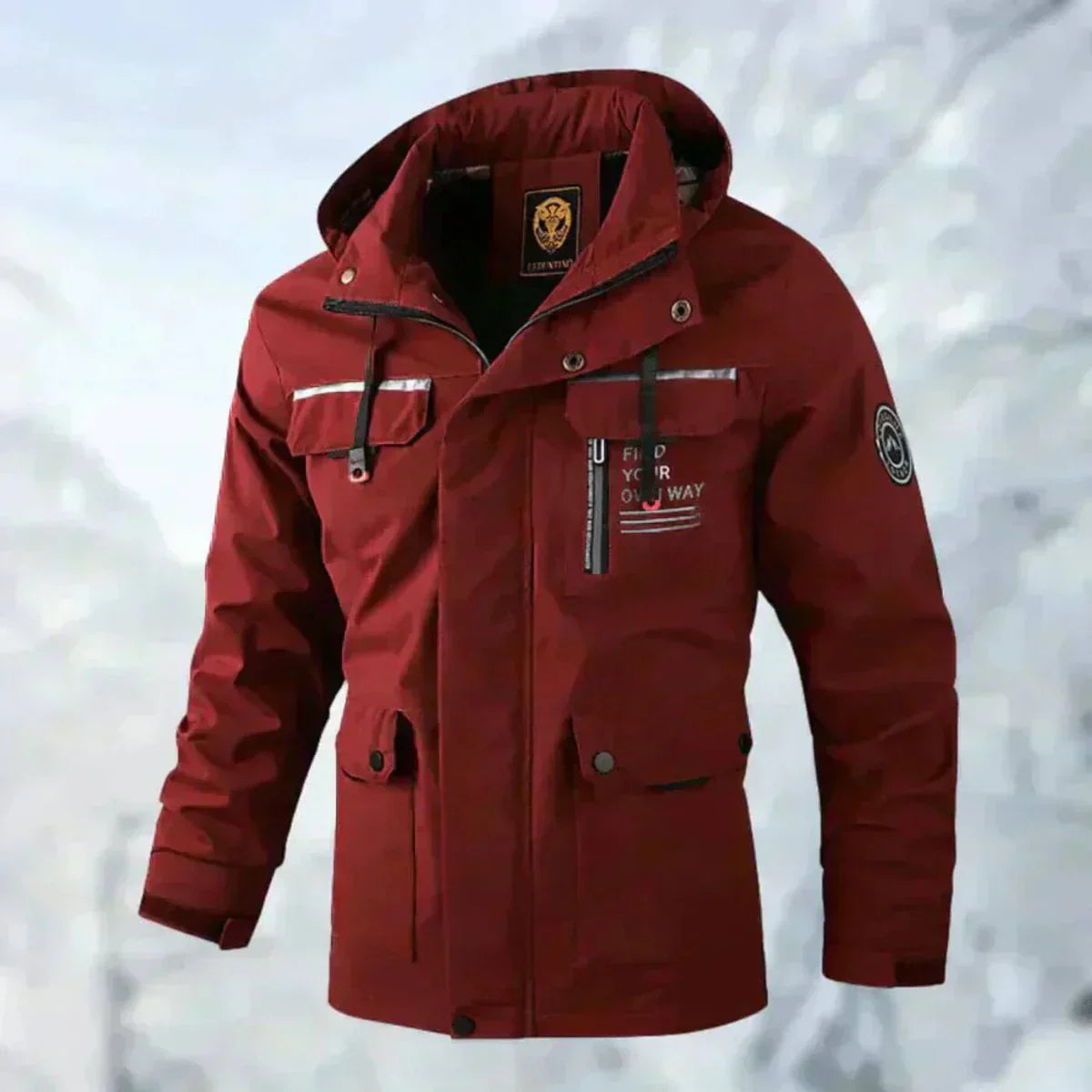 Erwin Men’s Waterproof Jacket – Windproof Hooded Winter Coat with Utility Pockets
