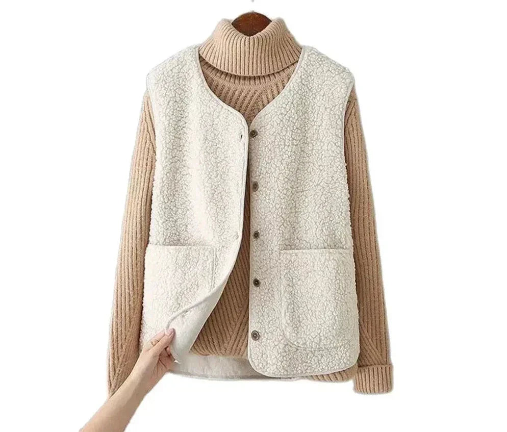 Kate Women’s Sherpa Vest – Soft Sleeveless Fleece Gilet for Warm Casual Layering