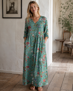 Astrid Women’s Floral Dress – Elegant V-Neck Summer Midi Dress for Weddings & Parties