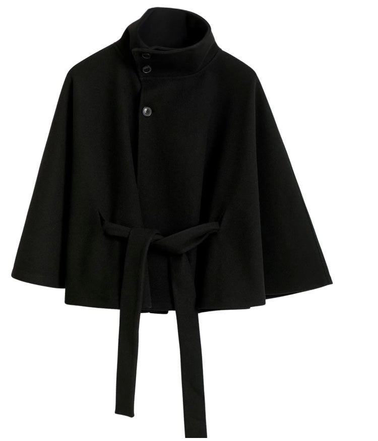 Ivanna Women’s Wool Blend Coat – Elegant Long Winter Coat with Belt & High Collar