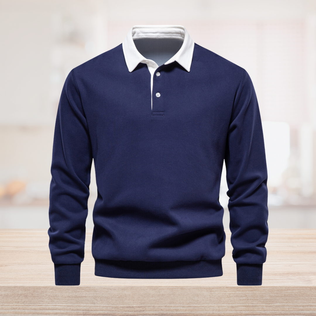 Hugo Men’s Polo Sweater – Breathable Long Sleeve Knit with Classic Smart Casual Fit
