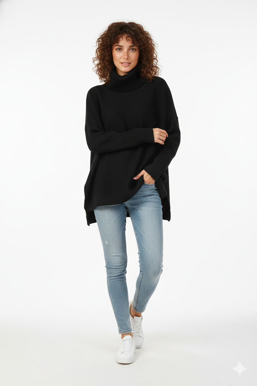 Gracie Women’s Oversized Turtleneck Jumper – Soft Warm Knit Autumn Winter Sweater