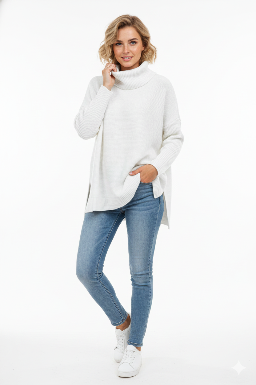 Gracie Women’s Oversized Turtleneck Jumper – Soft Warm Knit Autumn Winter Sweater