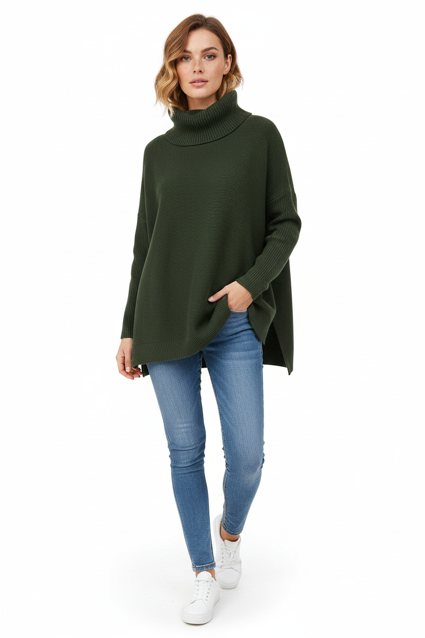 Gracie Women’s Oversized Turtleneck Jumper – Soft Warm Knit Autumn Winter Sweater