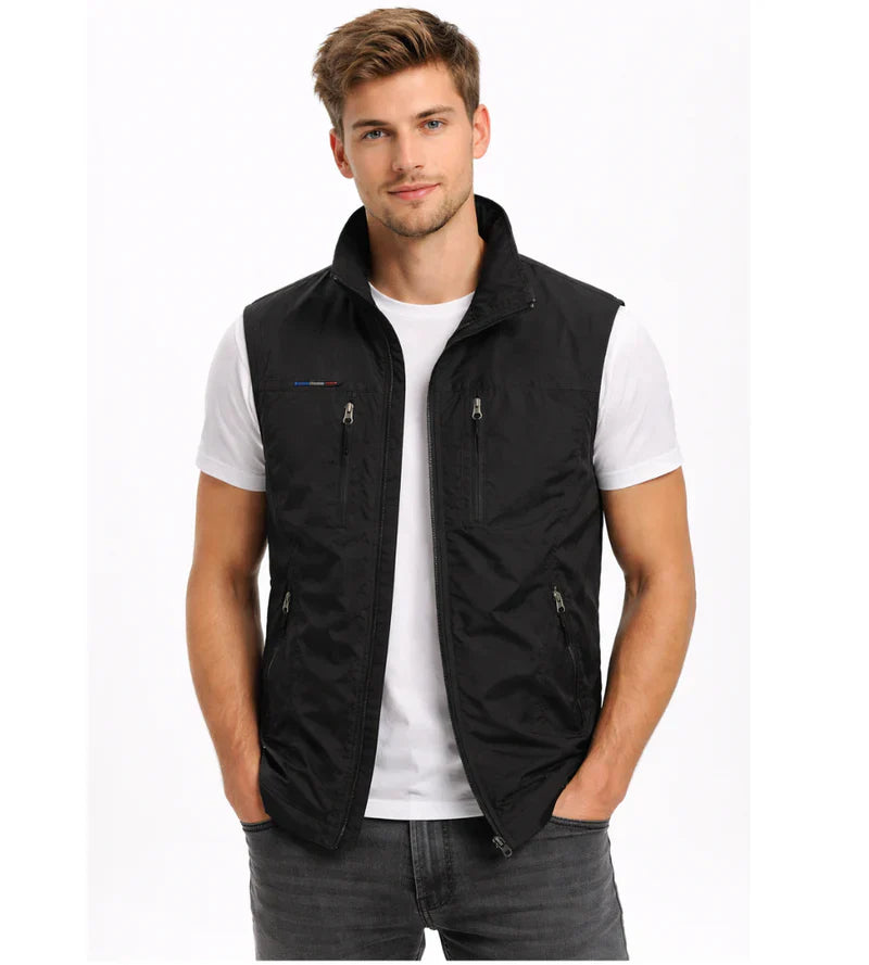 Logan Men’s Outdoor Vest – Zip Bodywarmer with Stand Collar & 4 Pockets