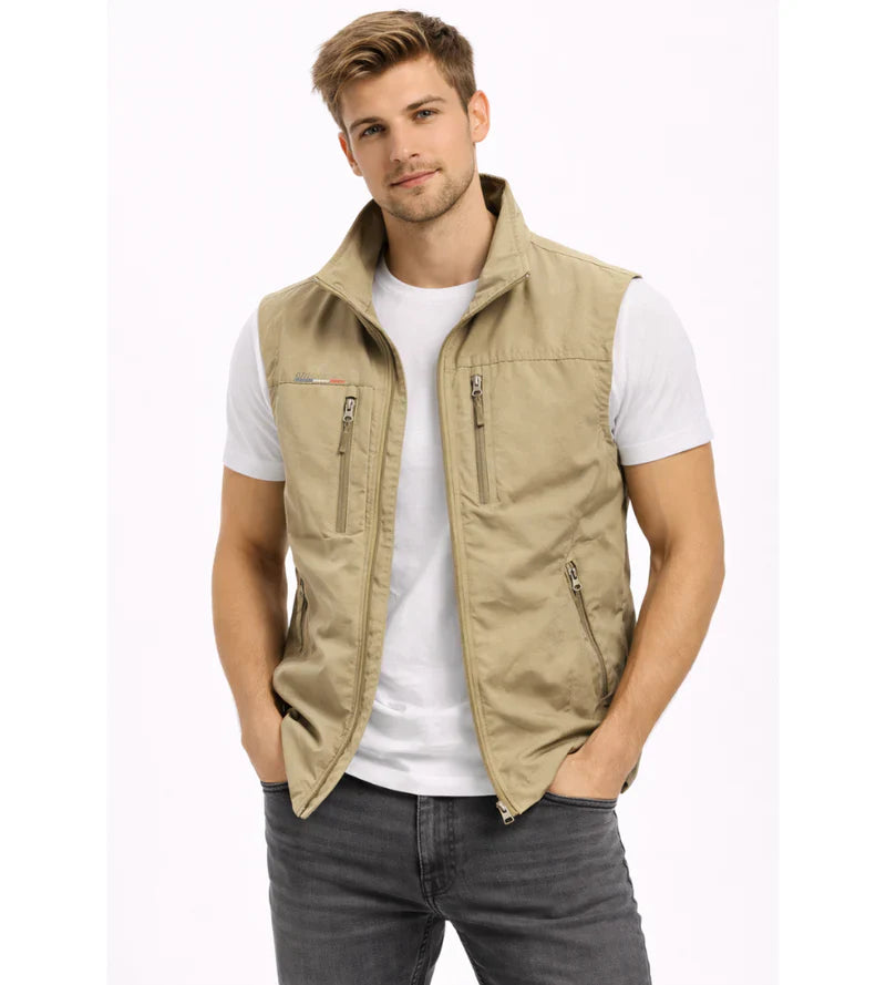 Logan Men’s Outdoor Vest – Zip Bodywarmer with Stand Collar & 4 Pockets