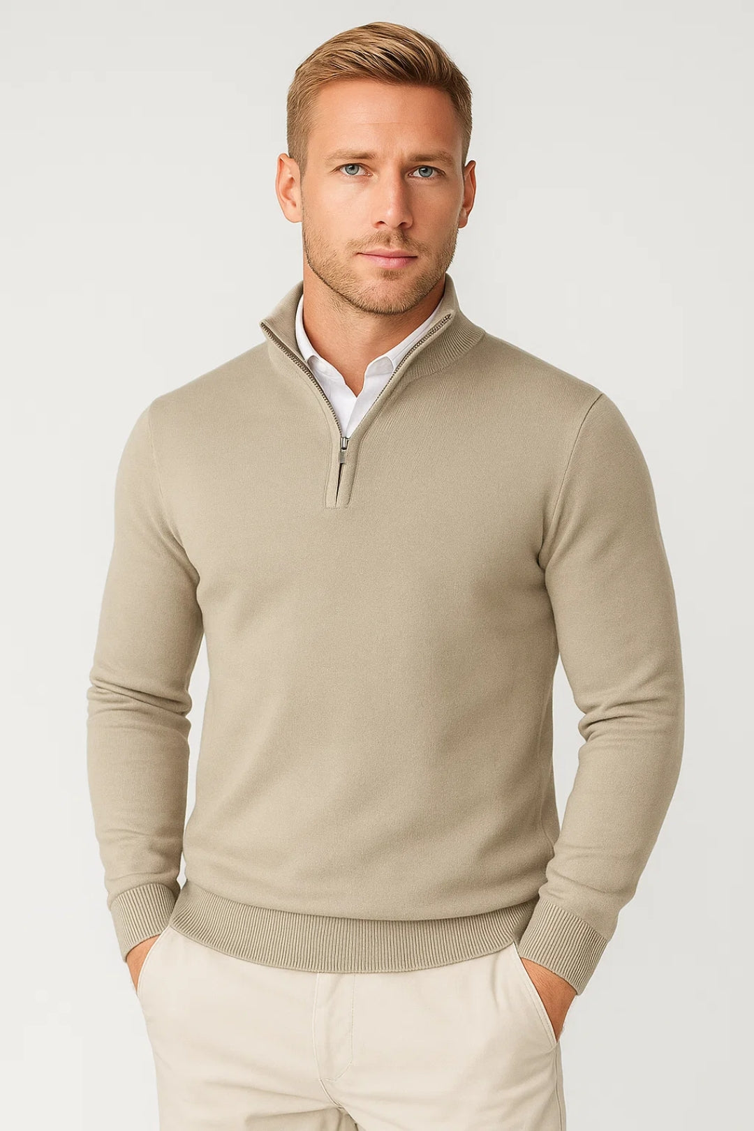 Killian Men’s Half-Zip Sweater – Soft Knit Jumper with Modern High Collar Design