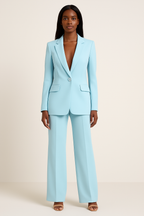 Lyla Women’s Satin Trouser Suit – Elegant Blazer & Wide Leg Trousers Set