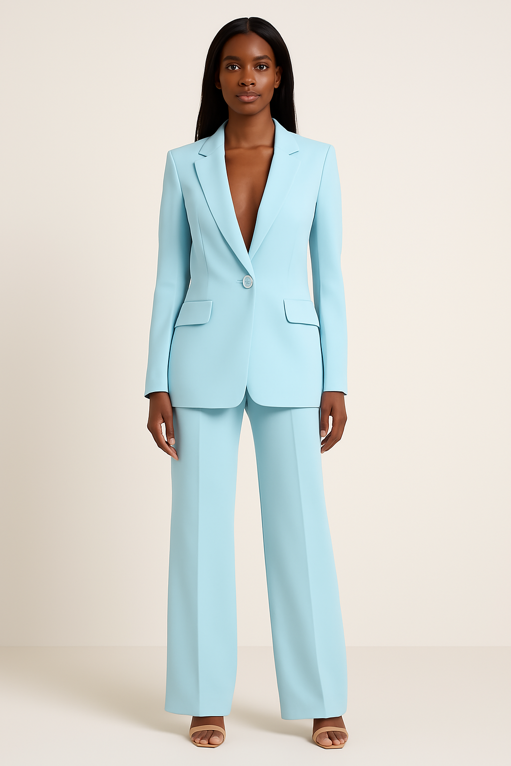 Lyla Women’s Satin Trouser Suit – Elegant Blazer & Wide Leg Trousers Set