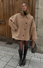 Lainey Women’s Oversized Wool Coat – Elegant Warm Long Winter Jacket for Everyday Chic
