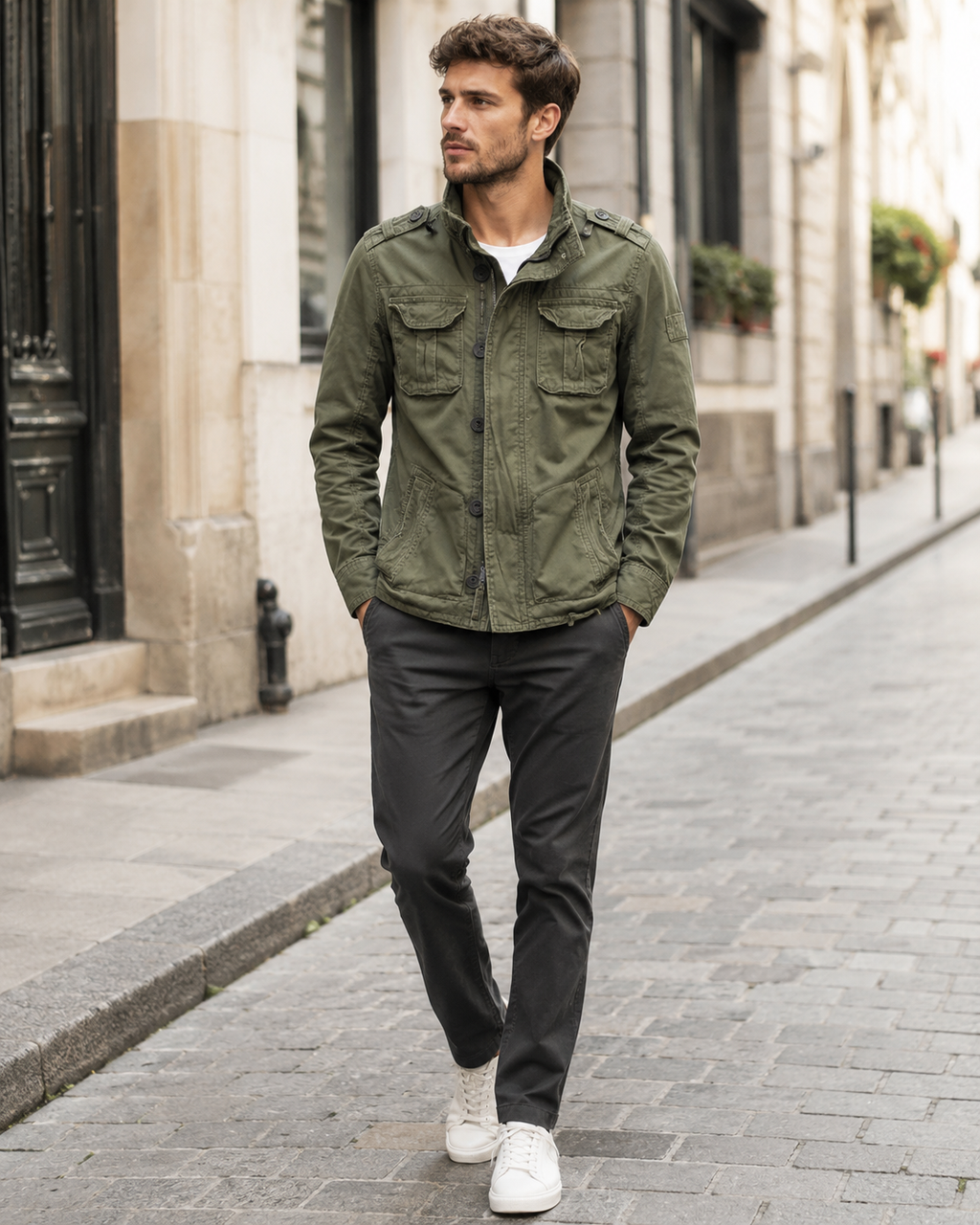 Emmanuel Men’s Casual Jacket – Lightweight Long Sleeve Coat with Functional Pockets