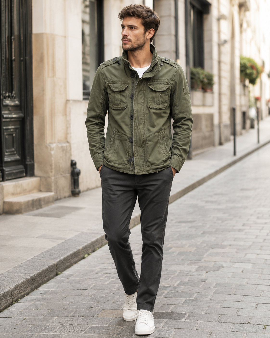 Emmanuel Men’s Casual Jacket – Lightweight Long Sleeve Coat with Functional Pockets
