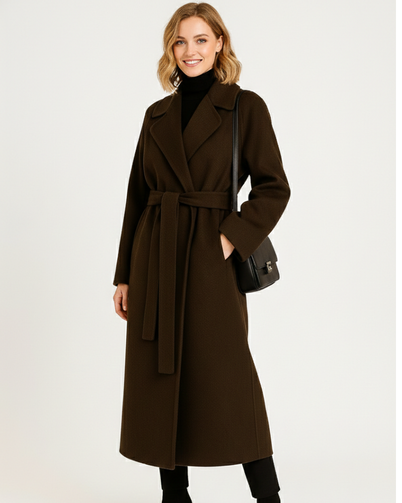 Talitha Women’s Long Wool Coat – Elegant Tailored Winter Coat with Soft Warm Lining