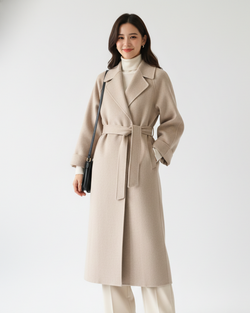 Talitha Women’s Long Wool Coat – Elegant Tailored Winter Coat with Soft Warm Lining