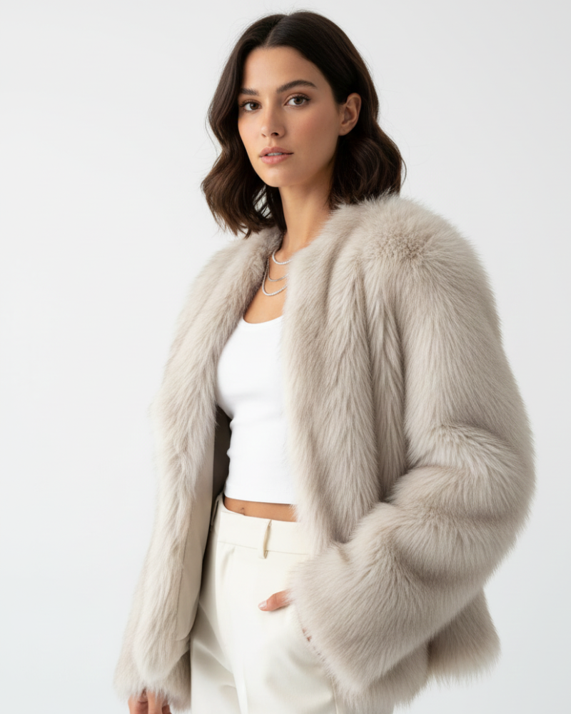 Julien Women’s Faux Fur Coat – Warm Elegant Winter Jacket with Relaxed Chic Fit