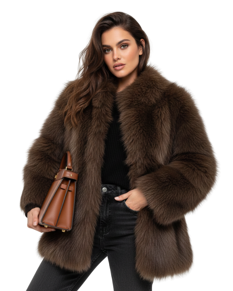 Julien Women’s Faux Fur Coat – Warm Elegant Winter Jacket with Relaxed Chic Fit