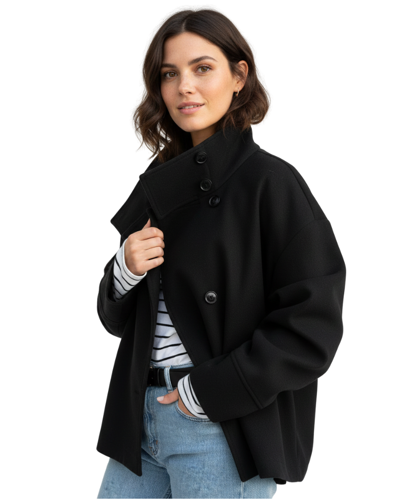 Yara Women’s Cropped Jacket – Elegant High Neck Autumn Jacket with Tailored Fit