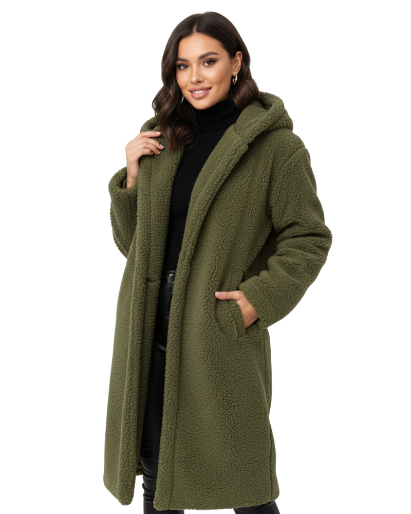 Nelia Women’s Teddy Coat – Oversized Soft Wool Blend Winter Jacket with Cozy Fit