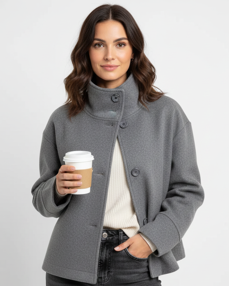 Yara Women’s Cropped Jacket – Elegant High Neck Autumn Jacket with Tailored Fit