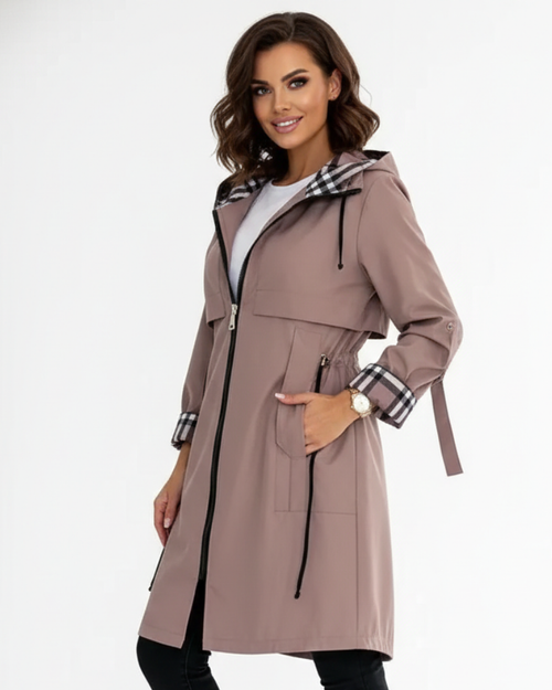 Alyssa Women’s Waterproof Coat – Windproof Hooded Jacket with Elegant Slim Fit