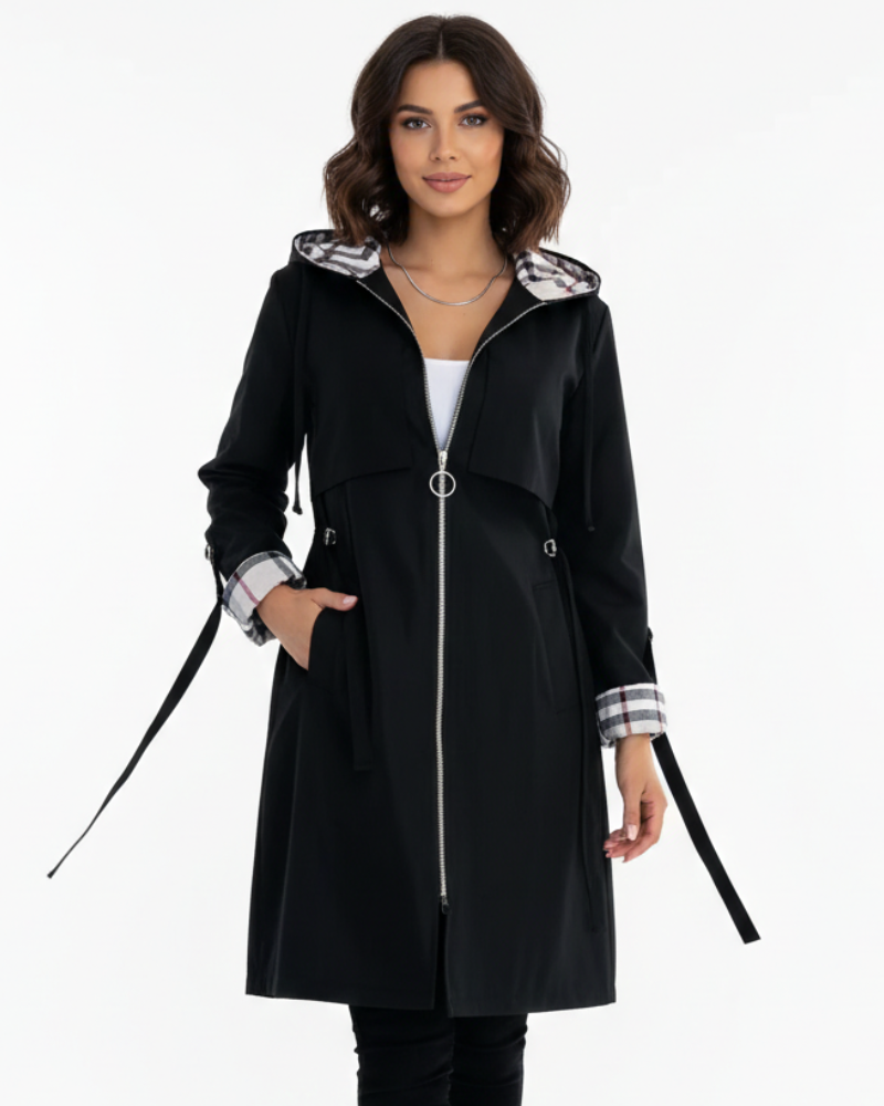 Alyssa Women’s Waterproof Coat – Windproof Hooded Jacket with Elegant Slim Fit