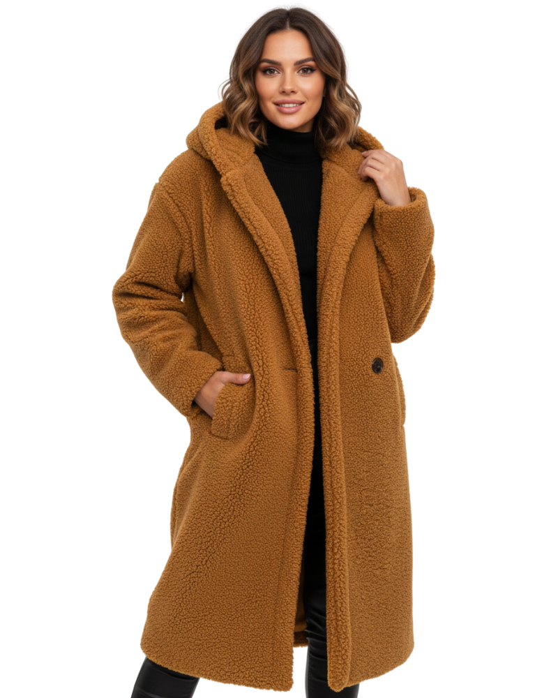 Nelia Women’s Teddy Coat – Oversized Soft Wool Blend Winter Jacket with Cozy Fit
