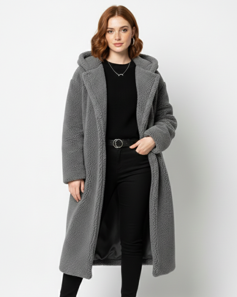 Nelia Women’s Teddy Coat – Oversized Soft Wool Blend Winter Jacket with Cozy Fit