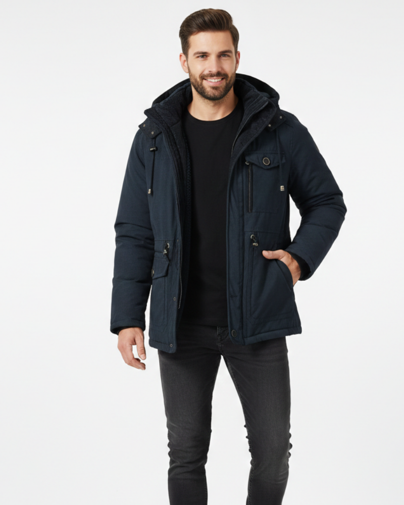 Oliver Men’s Waterproof Winter Jacket – Thermal Fleece Coat with Removable Hood