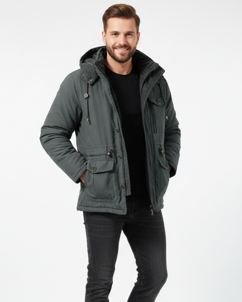 Oliver Men’s Waterproof Winter Jacket – Thermal Fleece Coat with Removable Hood