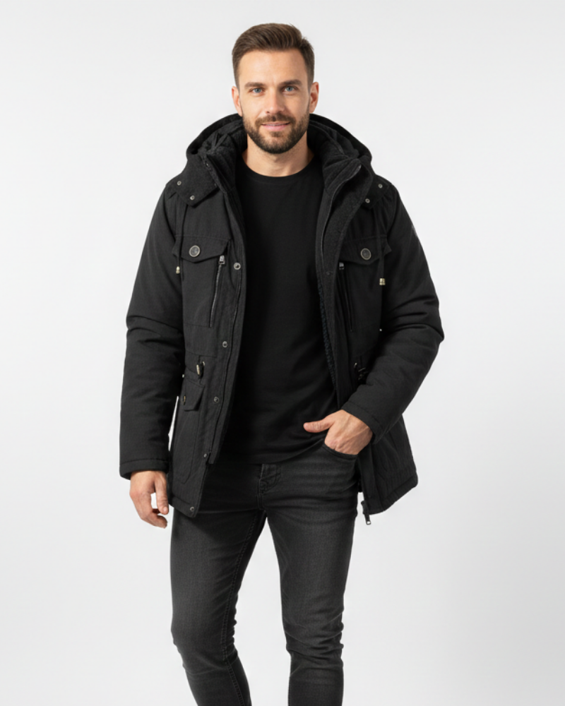 Oliver Men’s Waterproof Winter Jacket – Thermal Fleece Coat with Removable Hood