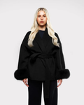 Livia Women’s Luxury Winter Coat – Long Belted Faux Fur Coat with Elegant Fit