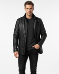 Zayko Men’s Long Leather Coat – Classic Winter Jacket with Elegant Regular Fit
