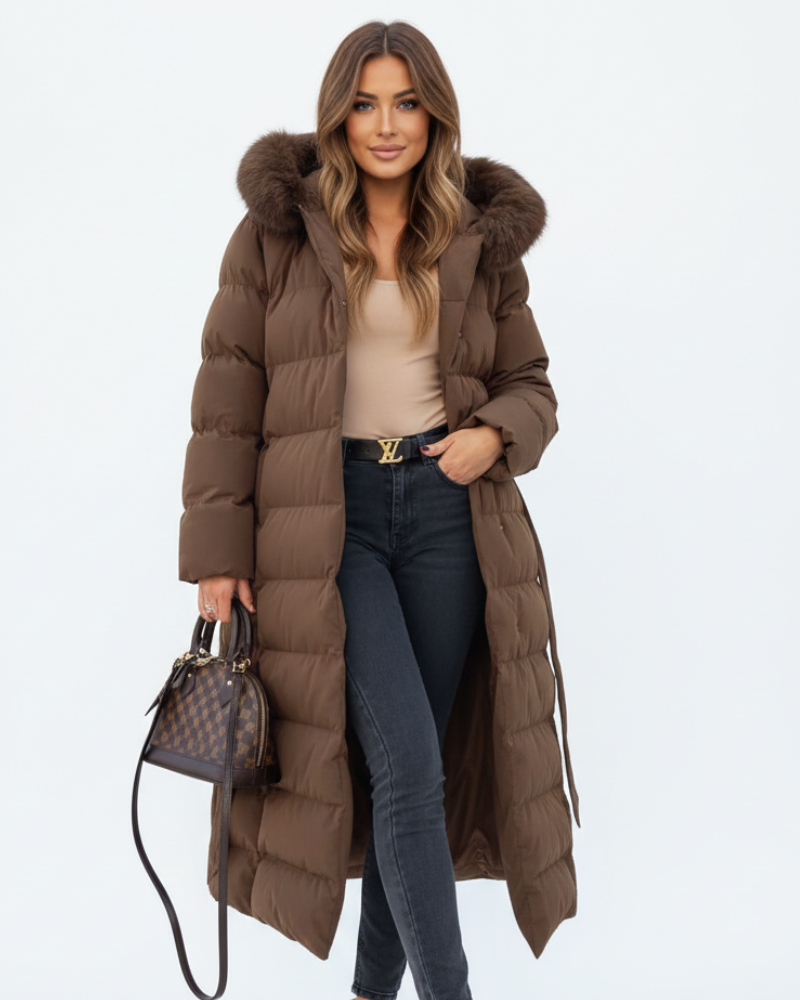 Eleva Women’s Long Winter Coat – Waterproof Hooded Windproof Warm Elegant Jacket