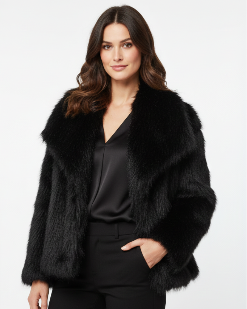 Julien Women’s Faux Fur Coat – Warm Elegant Winter Jacket with Relaxed Chic Fit