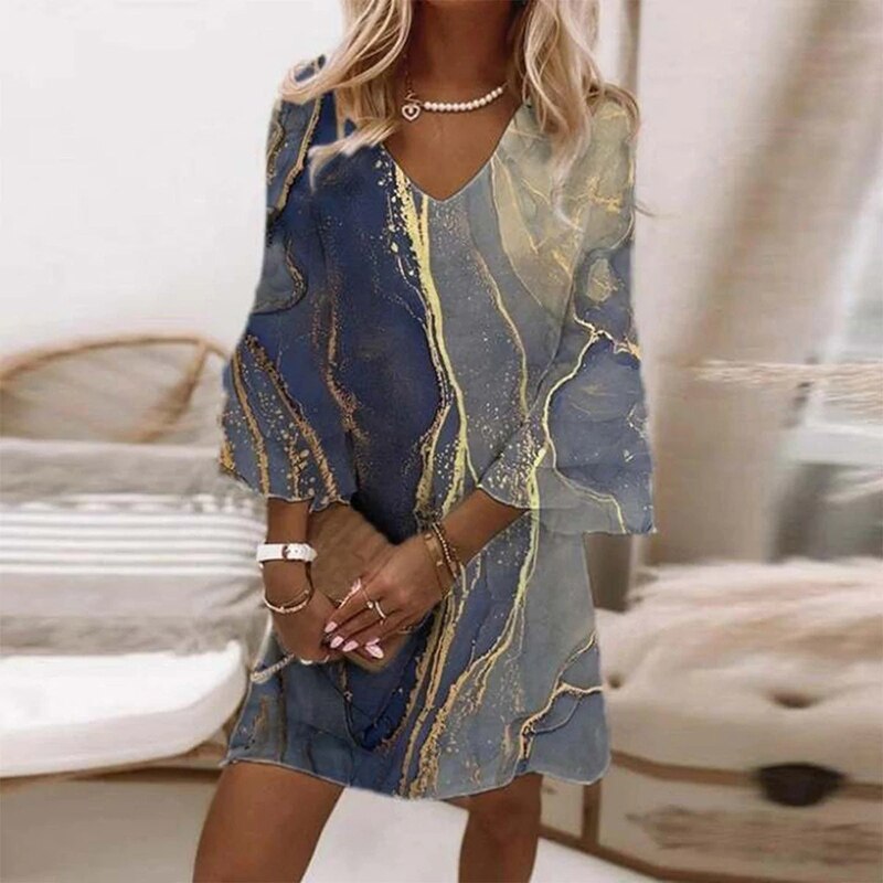 Anaïs Women’s Printed Dress – Elegant Flattering Midi Dress with Comfortable Fit