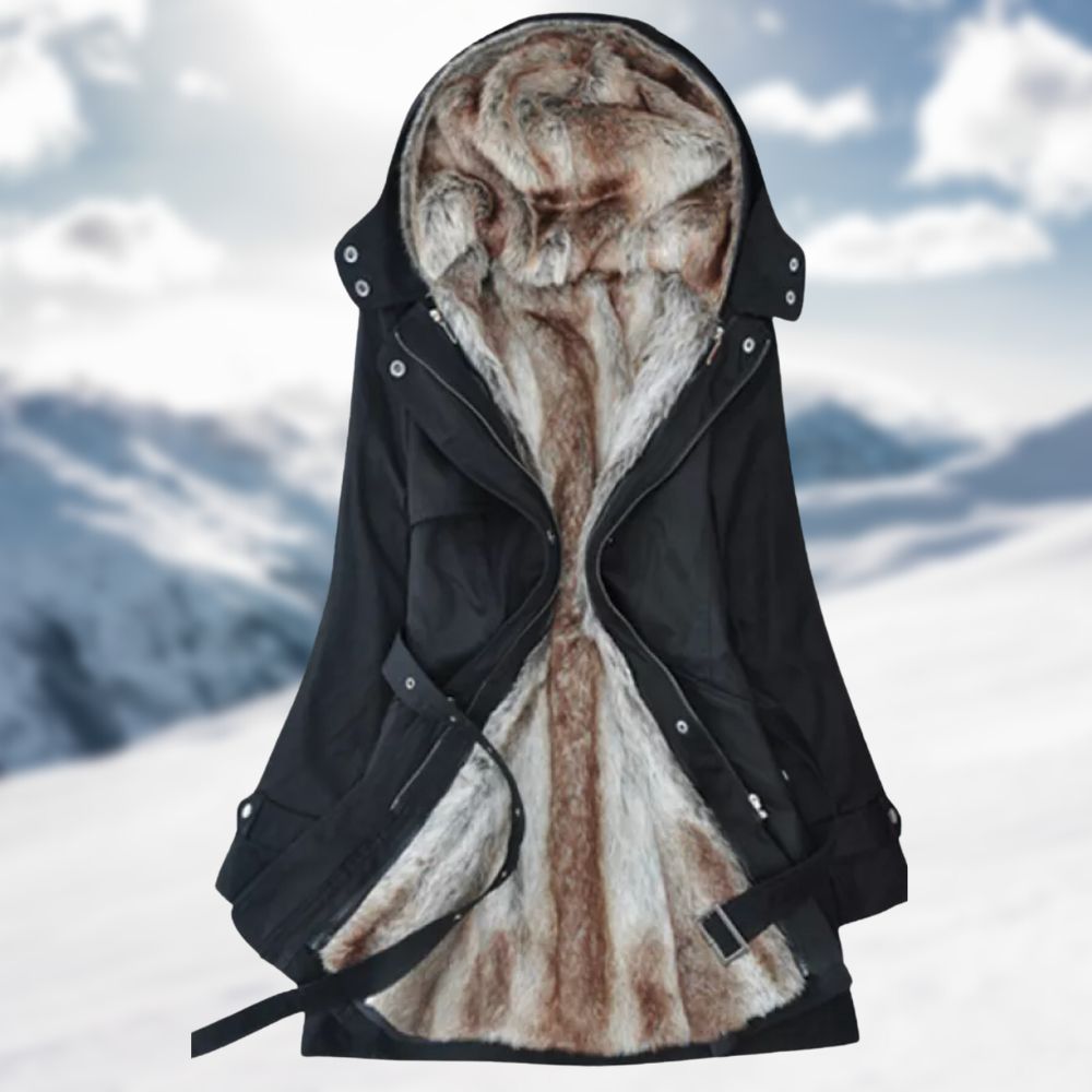 Sadie Women’s Winter Parka – Long Faux Fur Hooded Coat with Adjustable Waist