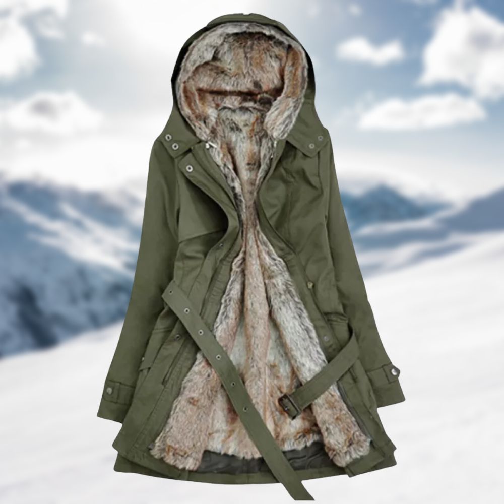 Sadie Women’s Winter Parka – Long Faux Fur Hooded Coat with Adjustable Waist