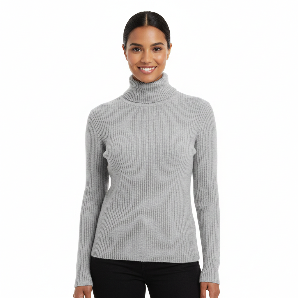 Léa Women’s Cashmere Turtleneck Sweater – Soft Elegant Slim Fit Knit Pullover